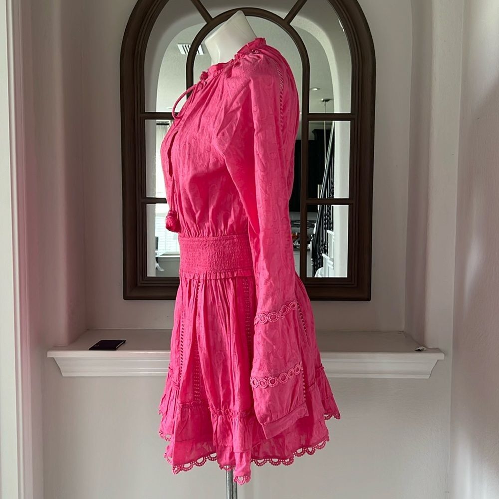 Hemant and Nandita Cotton Ruffled Eyelet Dress, Pink, New, Size XS - Picture 3 of 8